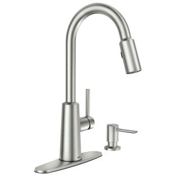 Moen Nori Series 87066 Kitchen Faucet, 1.5 gpm, 1-Faucet Handle, Stainless Steel, Chrome Plated, Deck Mounting