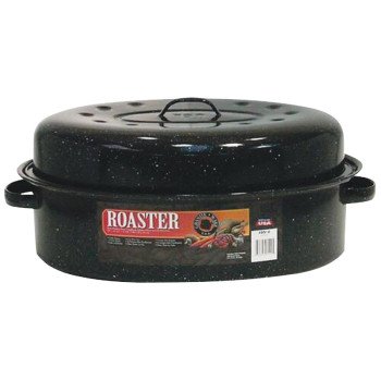 Granite Ware F0510-4 Roaster, 20 lb Capacity, Porcelain/Steel, Black, Dark Enamel, 19 in L, 13-1/2 in W, 8-1/2 in H