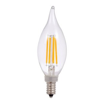 Sylvania 40206 LED Bulb, Decorative, B10 Flame Tip Lamp, 60 W Equivalent, E12 Lamp Base, Dimmable, Soft White Light