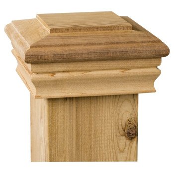 Maine Ornamental 72262 Post Cap, Flat Top, 4 in L, 4 in W, Cedar Wood