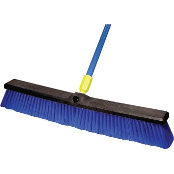 Quickie 599 Rough Surface Push Broom, 24 in Sweep Face, Poly Fiber Bristle, Steel Handle