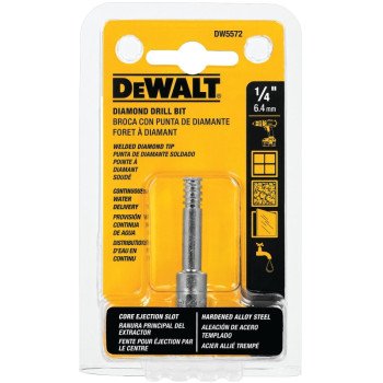 DEWALT DW5572 Drill Bit, 1/4 in Dia, 2-1/4 in OAL, Spiral Flute, 3/8 in Dia Shank, Round Shank