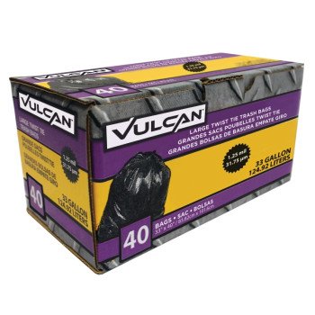 Vulcan FG-03812-11 Trash Bag, 33 gal, Black