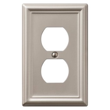 AmerTac Chelsea 149DBN Outlet Wallplate, 4-7/8 in L, 3-1/8 in W, 1 -Gang, Steel, Brushed Nickel, Wall Mounting