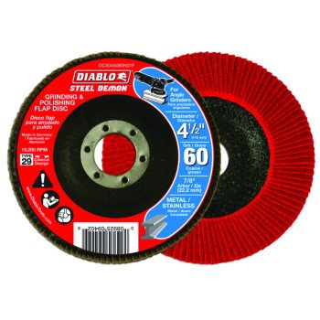 Diablo Steel Demon DCX045060N01F Flap Disc, 4-1/2 in Dia, 7/8 in Arbor, 60 Grit, Coarse, Zirconia Abrasive