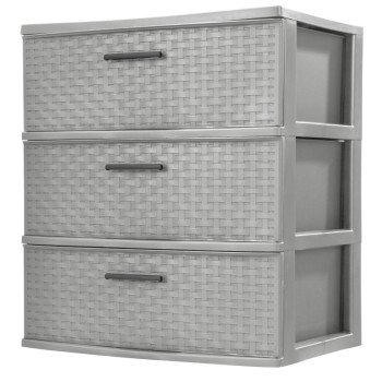 Sterilite Weave 25306A01 Drawer Unit, 3-Drawer, Plastic, 21-7/8 in OAW, 24 in OAH, 15-7/8 in OAD