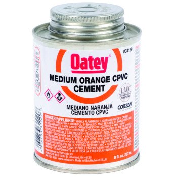 Oatey 31129 Solvent Cement, 8 oz Can, Liquid, Orange