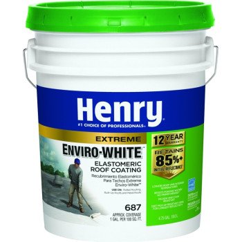 Henry HE687406 Elastomeric Roof Coating, White, 5 gal Pail