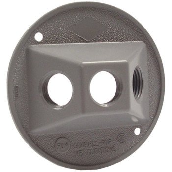 Hubbell 5197-5 Cluster Cover, 4-1/8 in Dia, 4-1/8 in W, Round, Metal, Gray, Powder-Coated