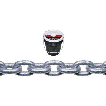 Campbell 014-0633 Proof Coil Chain, 3/8 in, 63 ft L, 30 Grade, Steel, Galvanized