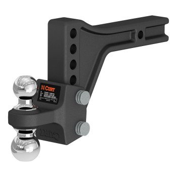 Curt 45935 Adjustable Trailer Hitch Dual-Ball Mount, 2, 2-5/16 in Dia Hitch Ball, Carbon Steel, Powder-Coated, 1/PK