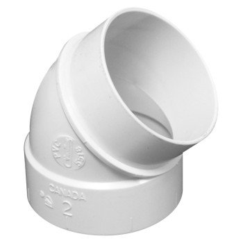 IPEX 201006 Pipe Elbow, 2 in, Socket x Spigot, 45 deg Angle, PVC, White