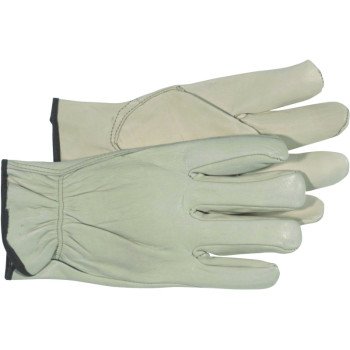 Boss B81192-L Work Gloves, Men's, L, 8 to 8-3/8 in L, Keystone Thumb, Slip-On Cuff, Cowhide Leather, Natural