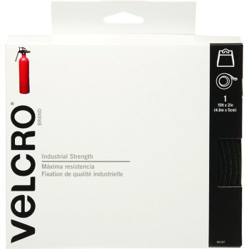 VELCRO Brand 90197 Fastener, 2 in W, 15 ft L, Nylon, Black, 10 lb, Rubber Adhesive