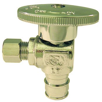 Apollo EPXVA1214C Angle Stop Valve, 1/2 x 1/4 in Connection, PEX x Compression, 200 psi Pressure, Quarter-Turn Actuator