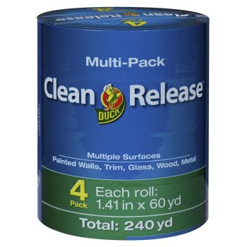 Duck Clean Release 240460 Painter's Tape, 60 yd L, 1.41 in W, Blue