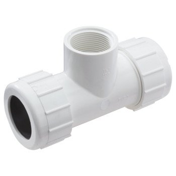 NDS CPT-0500-T Pipe Tee, 1/2 in, Compression x FNPT, PVC, White, SCH 40 Schedule, 150 psi Pressure