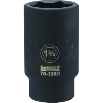 DEWALT DWMT75136OSP Impact Socket, 1-3/8 in Socket, 3/4 in Drive, 6-Point, CR-440 Steel, Black Oxide