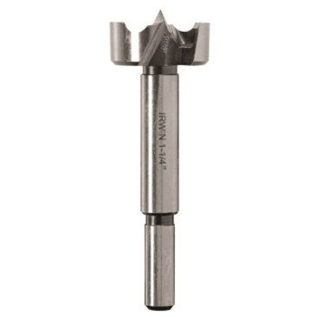 Irwin 1966932 Forstner Bit, 1-1/4 in Dia, 3-1/2 in OAL, 3/8 in Dia Shank, Reduced Shank