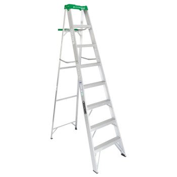 Louisville AS4000 Series AS4008 Step Ladder, 8 ft H, Type II Duty Rating, Aluminum, 225 lb, 7-Step