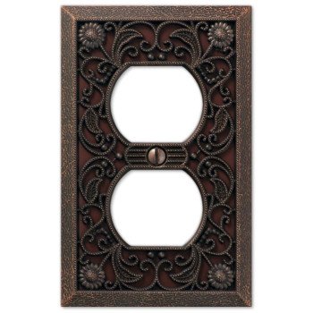 Amerelle 65DDB Wallplate, 4-1/2 in L, 2-13/16 in W, 1 -Gang, Metal, Aged Bronze