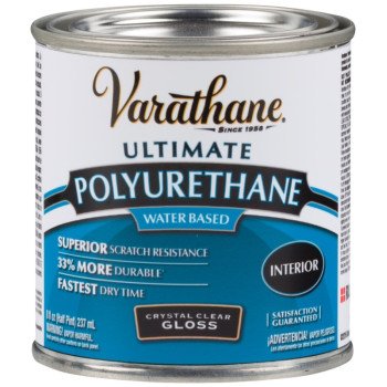 VARATHANE 200061H Polyurethane Paint, Gloss, Liquid, Crystal Clear, 0.5 pt, Can