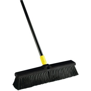 Quickie 00594 Push Broom, 24 in Sweep Face, Tampico Bristle, Steel Handle