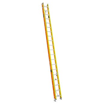 Werner GLIDESAFE T6200-2GS Series T6240-2GS Extension Ladder, 37 ft H Reach, 300 lb, 40-Step, Fiberglass, Orange/Yellow