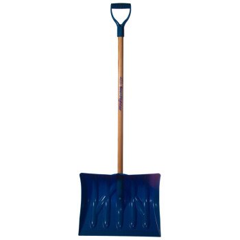 Mount Waldo Plastics 18SFWB Snow Shovel, 18 in W Blade, Ash Handle, Blue