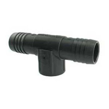 Boshart UPVCFRT-070705 Combination Hose Reducing Tee, 3/4 x 1/2 in, Insert x Insert x FPT, PVC, Black