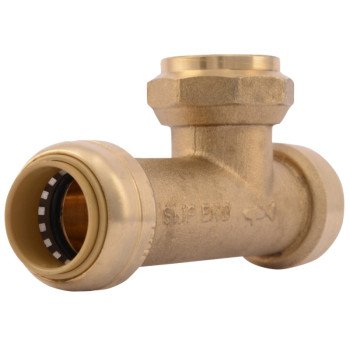 SharkBite U3486LFA Pipe Tee, 3/4 in, FNPT x FNPT, DZR Brass, 200 psi Pressure