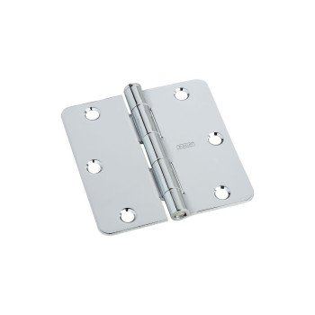 National Hardware N830-182 Door Hinge, 3-1/2 in H Frame Leaf, Steel, Polished Chrome, Non-Rising, Removable Pin, 50 lb