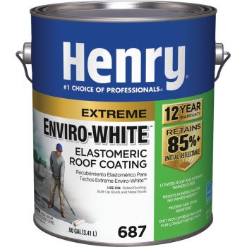 Henry HE687046 Elastomeric Roof Coating, White, 0.9 gal Can, Cream