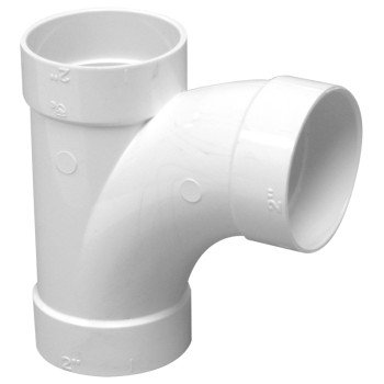 IPEX 201007 Sweep Pipe Tee, 2 in, Socket, PVC, White