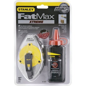 STANLEY 47-487L Chalk Reel Kit, 100 ft L Line, Red Line, 5:1 Gear Ratio