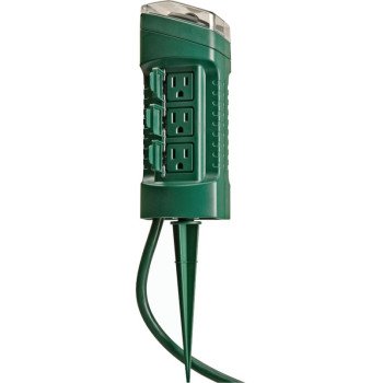 CCI 13547 Power Stake, 15 A, 125 V, 1875 W, 6 -Outlet, Green