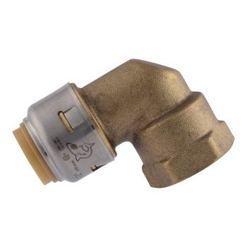 SharkBite UR308A Adapter Elbow, 1/2 in PTC x 1/2 in FNPT, Brass, 200 psi Pressure