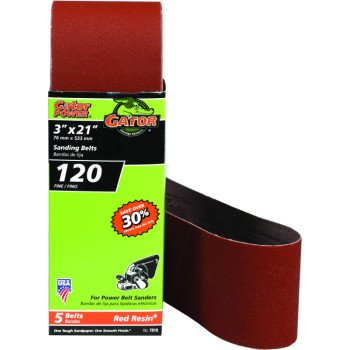 Gator 7010 Sanding Belt, 3 in W, 21 in L, 120 Grit, Fine, Aluminum Oxide Abrasive