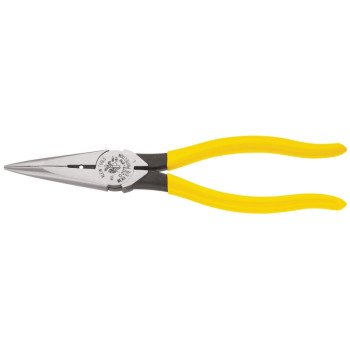 Klein Tools D203-8N Nose Plier, 8-7/16 in OAL, 1-1/4 in Jaw Opening, Yellow Handle, Dipped Handle, 1 in W Jaw