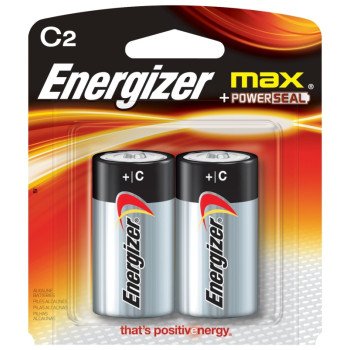 Energizer E93BP-2 Battery, 1.5 V Battery, C Battery, Alkaline, Manganese Dioxide, Zinc