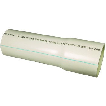 Charlotte Pipe PVC 09400B 0600 Pipe, 4 in, 20 ft L, SCH 40 Schedule, PVC