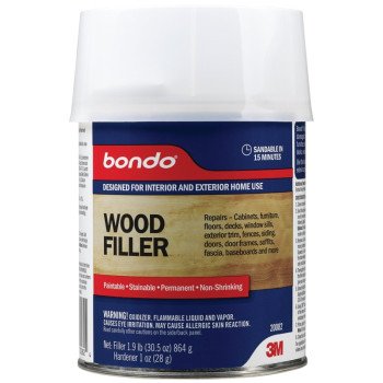 Bondo 20082 Wood Filler, Paste, Pungent Styrene, Yellow, 1 qt Can