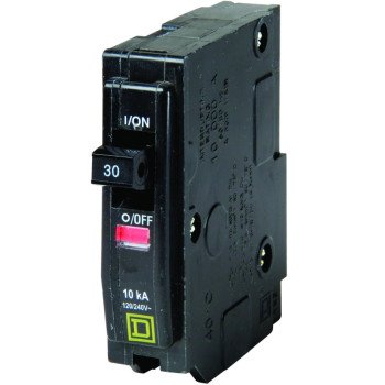 Square D QO QO130C Circuit Breaker, Mini, 30 A, 1 -Pole, 120/240 VAC, 48 VDC, Plug Mounting