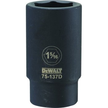 DEWALT DWMT75137OSP Impact Socket, 1-5/16 in Socket, 3/4 in Drive, 6-Point, CR-440 Steel, Black Oxide