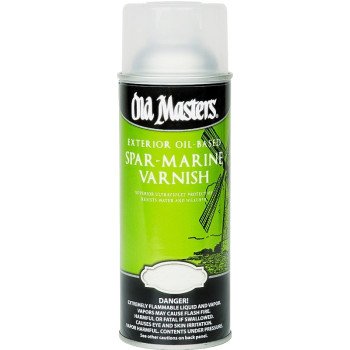 Old Masters 92510 Spar Marine Varnish, Semi-Gloss, Liquid, 13 oz, Aerosol Can