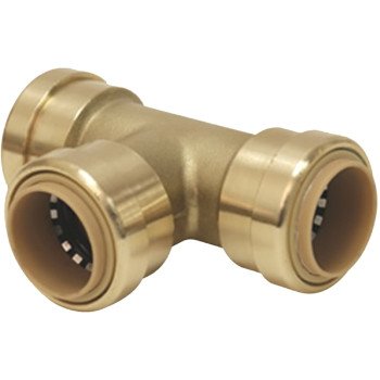 B & K ProLine Series 632-443 Reducing Pipe Tee, 3/4 x 3/4 x 1/2 in, Push-Fit, Brass