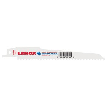 Lenox 22750OSB656R Reciprocating Saw Blade, Applicable Materials: Nail-Embedded Wood, Non-Ferrous Metal, 6 in L