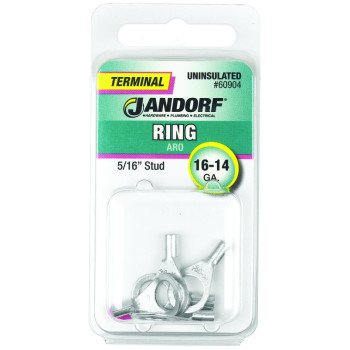 Jandorf 60904 Ring Terminal, 16 to 14 AWG Wire, 5/16 in Stud, Copper Contact