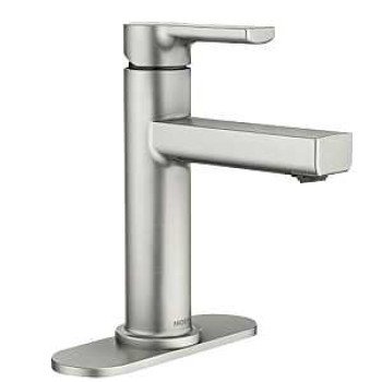 Moen Rinza 84627SRN Bathroom Faucet, 1.2 gpm, 1-Faucet Handle, 1-Faucet Hole, Metal, Brushed Nickel