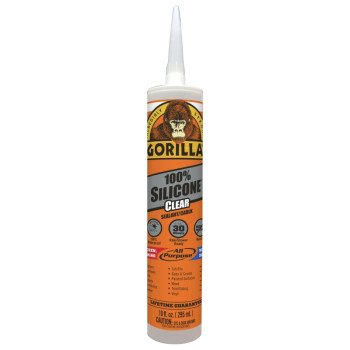 Gorilla 8050002 Silicone Sealant, Clear, 1 days Curing, -40 to 350 deg F, 10 oz Cartridge